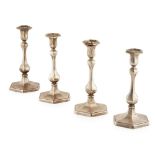 A set of four table candlesticksHamilton & Inches, Edinburgh 1918, of hexagonal baluster form,