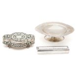 An ornate silver table dressing boxGeorge Nathan & Ridley Hayes, Chester 1913, of pierced oval