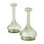 JAMES COUPER AND SONS, GLASGOW PAIR OF 'CLUTHA' GLASS BOTTLE VASES, CIRCA 1900 each with