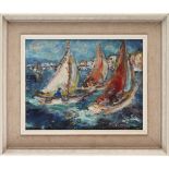 [§] HAMISH LAWRIE (SCOTTISH 1919-1987) BOATS signed, oil on board 26cm x 34cm (10.25in x 13.5in)