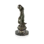 EDWARD HENRY BERGE (1876-1924) 'DUCK MOTHER' BRONZE FIGURE signed in the bronze BERGE and raised