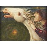 [§] HELEN FLOCKHART (SCOTTISH B.1963) THE WHITE HORSE oil on canvasboard 14cm x 19cm (5.5in x 7.