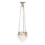 W.A.S. BENSON (1854-1924) BRASS AND FROSTED GLASS CEILING LIGHT, CIRCA 1900 with frosted tapering