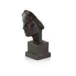 VICTOR SALVATORE (1885-1965) BRONZE BUST cast as a female head and raised on stepped plinth, signed,