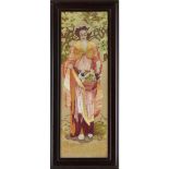 ARTS & CRAFTS ALLEGORICAL EMBROIDERED PANEL, CIRCA 1910 designed as a female figure, allegorical