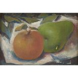 [§] WILLIAM CROSBIE R.S.A. (SCOTTISH 1915-1999) APPLE & PEAR STILL LIFE signed verso, oil on board