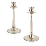 JAMES DIXON & SONS, SHEFFIELD PAIR OF ARTS & CRAFTS SILVER CANDLESTICKS, CIRCA 1905 each with