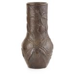 FRIEDA MACGILLIVRAY BRONZE VASE, DATED 1888 cast with fruiting plums on a textured ground and