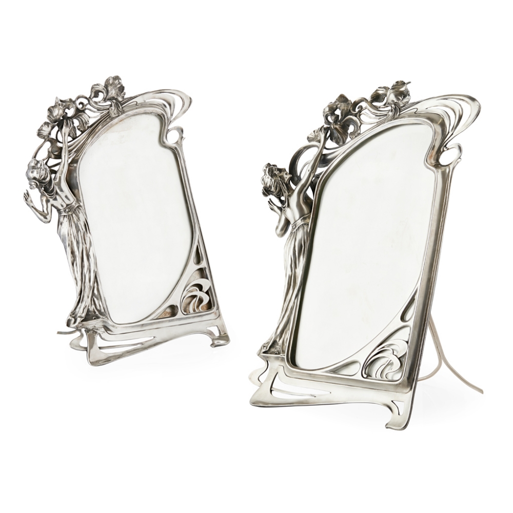 GERMAN SCHOOL PAIR OF JUGENDSTIL SILVER PLATE PHOTOGRAPH FRAMES, CIRCA 1900 each cast and worked