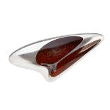 HENNING KOPPEL (1918-1981) FOR GEORG JENSEN AMORPHIC STERLING AND ENAMELLED BROOCH, NO. 314, CIRCA