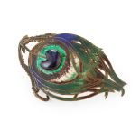 PIEL FRÈRES, PARIS ART NOUVEAU GILT METAL AND ENAMELLED BELT BUCKLE, CIRCA 1900 bronze and cloisonné