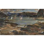 [§] DAVID MACBETH SUTHERLAND R.S.A. (SCOTTISH 1883-1973) BOAT RACE, LOCH CARRON signed, oil on board