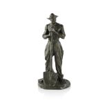 AIMÉ-JULES DALOU (1838-1902) BRONZE FIGURE OF A STANDING WORKER signed in the bronze DALOU, with
