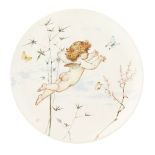 WILLIAM STEPHEN COLEMAN FOR MINTON & CO. AESTHETIC MOVEMENT CIRCULAR PLATE, DATED 1872 painted