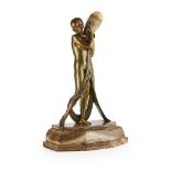 PIERRE LAUREL (PSEUDONYM FOR PIERRE LE FAGUAYS) (1892-1962) 'VIEL DANCE', BRONZE LAMP, CIRCA 1925