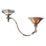 ATTRIBUTED TO BIRMINGHAM GUILD OF HANDICRAFTS ADJUSTABLE PLATED METAL AND COPPER TABLE LAMP, CIRCA