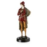 HANS KECK (1875-1941) PATINATED BRONZE & IVORY FIGURE, CIRCA 1925 cast as a nobleman, with carved