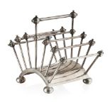 CHRISTOPHER DRESSER (1834-1904) FOR HUKIN & HEATH ELECTROPLATED TOAST RACK, CIRCA 1880 with fixed