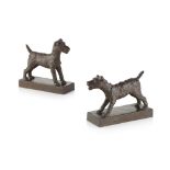 EDITH BARRETTO STEVENS PARSONS (1878-1956) TWO BRONZE BOOKEND FIGURES OF TERRIERS each signed in the