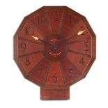 HUGH BIRKETT (1919-2002) COTSWOLD SCHOOL MAHOGANY WALL CLOCK, DATED 1979 of twelve sided outline,