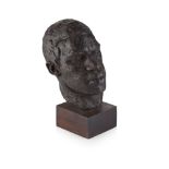 [§] JIMMY BOYLE (B. 1944) HEAD OF A MAN bronzed fibreglass, raised on a stained wood plinth, stamped