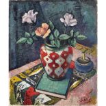 20TH CENTURY SCOTTISH SCHOOL STILL-LIFE WITH ARTIFICIAL FLOWERS signed 'Clark,' oil on canvas 61cm x