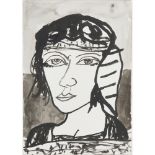 [§] JOHN BELLANY C.B.E., R.A., H.R.S.A. (SCOTTISH 1942-2013) SEA MAIDEN black wash 15cm x 21cm (