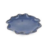 BLUE CRACKLE-GLAZE 'LOTUS LEAF' BRUSH WASHER QING DYNASTY OR LATER modelled in the form of a lotus