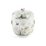 FAMILLE ROSE BOX AND COVER HONGXIAN MARK, REPUBLIC PERIOD the box delicately painted with branches