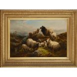 WILLLIAM WATSON (BRITISH 1831-1921) SHEEP ON A ROCKY OUTCROP Signed and dated 1863, oil on canvas