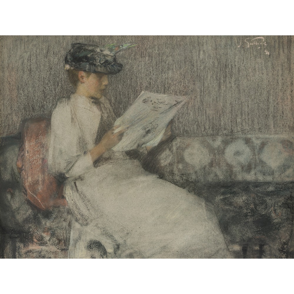 SIR JAMES GUTHRIE P.R.S.A., H.R.A., R.S.W., L.L.D. (SCOTTISH 1859-1930) THE MORNING PAPER Signed and