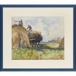 [§] JOHN MACLAUCHLAN MILNE (SCOTTISH 1886-1957) MAKING HAY Signed, watercolour 33cm x 41cm (13in x