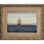 PATRICK DOWNIE R.S.W. (SCOTTISH 1871-1945) A BRIGANTINE IN A BREEZE OFF FIRTH OF CLYDE Signed and