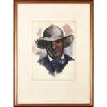 [§] JOHN DUNCAN FERGUSSON R.B.A. (SCOTTISH 1874-1961) SELF PORTRAIT Conté and gouache 32.5cm x