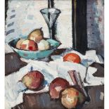 SAMUEL JOHN PEPLOE R.S.A. (SCOTTISH 1871-1935) A STILL LIFE OF APPLES AND PEARS Signed, oil on