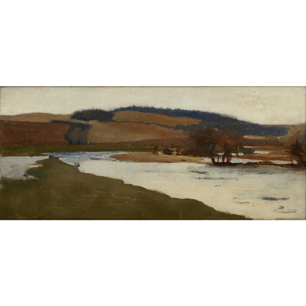 JAMES PATERSON P.R.S.W., R.S.A., R.W.S. (SCOTTISH 1854-1932) RIVER LANDSCAPE, MONIAIVE Dated '29 Jan - Image 2 of 2