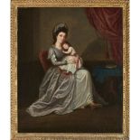 ATTRIBUTED TO DAVID ALLAN (SCOTTISH 1744-1796) FULL LENGTH PORTRAIT OF A MOTHER AND CHILD Signed