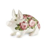 A LARGE WEMYSS WARE PIG 'CABBAGE ROSES' PATTERN, CIRCA 1900 impressed maker's marks WEMYSS Length: