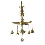 SCOTTISH ARTS & CRAFTS BRASS CHANDELIER SIR ROBERT LORIMER, CIRCA 1910 the boldly turned column