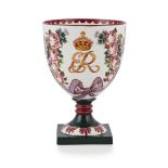 A ROYAL DOULTON - WEMYSS CENTENARY GOBLET AND PRESENTATION BOX DATED 1980 number 49 of a limited