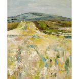 [§] PERPETUA POPE (SCOTTISH 1916-2013) MEADOW WITH DISTANT HILLS Signed, oil on board 55cm x 45cm (