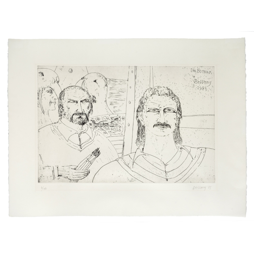 [§] JOHN BELLANY C.B.E., R.A., H.R.S.A. (SCOTTISH 1942-2013) IAN BOTHAM Signed and inscribed 'Ian - Image 2 of 2