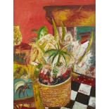 [§] JOHN BELLANY C.B.E., R.A., H.R.S.A. (SCOTTISH 1942-2013) STILL LIFE WITH BASKET AND CHECKED