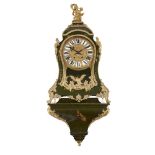 FRENCH LOUIS XV STYLE GREEN JAPANNED BRACKET CLOCK AND BRACKET 19TH CENTURY the gilt dial set with