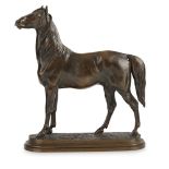 ISIDORE JULES BONHEUR (FRENCH, 1827-1901) STALLION bronze, mid-brown patina, signed I. BONHEUR and