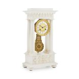 FRENCH MARBLE PORTICO CLOCK, VILLAUME A NANCY EARLY 19TH CENTURY the dial with a white enamel