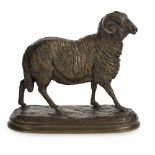 ISIDORE JULES BONHEUR (FRENCH, 1827-1901) RAM bronze, mid-brown patina, signed I. BONHEUR and