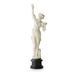 LARGE CONTINENTAL CARVED IVORY FIGURE EMBLEMATIC OF AUTUMN LATE 19TH CENTURY depicting a draped