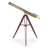 4-INCH BRASS TELESCOPE ON STAND, WILLIAM WRAY, LONDON LATE 19TH CENTURY engraved 'WRAY LONDON', with