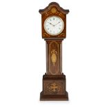 MINIATURE MAHOGANY LONGCASE CLOCK EARLY 20TH CENTURY the moulded arched cornice over a circular